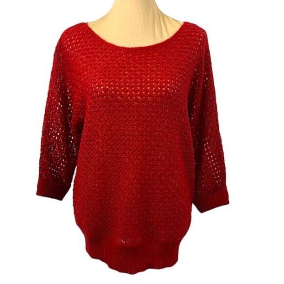 Chico's Sweater Tunic Size 1 (8) Red Wool Mohair Blend NWOT - Picture 1 of 14